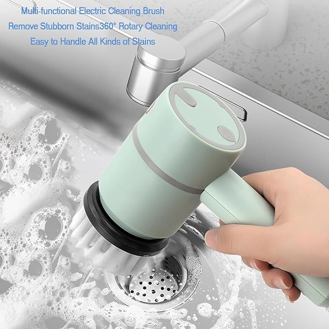 The Dish Buddy, Dish Buddy Electric, Dish Buddy Electric Spin Scrubber, 360° Rotating Multifunctional Cordless Electric Cleaning Brush, with 3 Replaceable Brush Heads, for Kitchen Bathroom (Green)