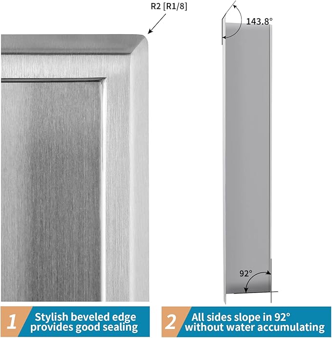 12"×24" Shower Niche with Divider, Brushed Stainless Steel Bathroom Shelf Insert, Double Recessed Shower Caddy Fits for 10-7/8" x 22-7/8" Wall Hole Installation (Nickel)