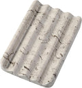 Koville Natural Grey Marble Soap Dish for Shower, Stone Soap Tray for Bathroom, Gray Bar Soap Holder for Sink, Stripe Grooves Soap Saver Stone Dish Keep Bars Dry Easy Clean