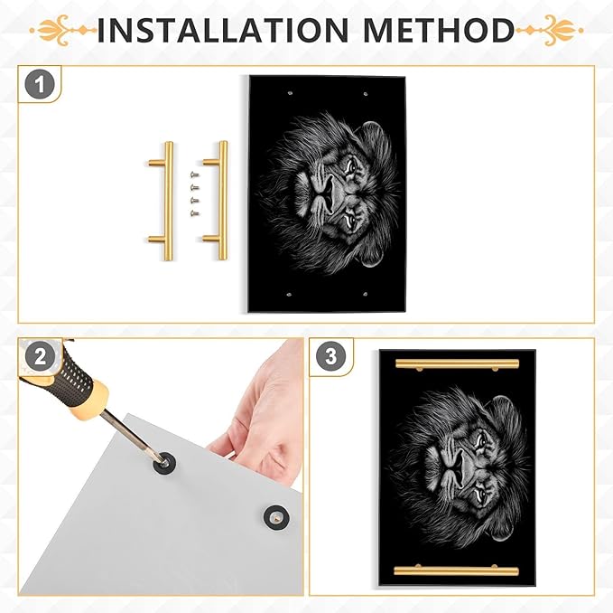 Black Head of A Lion Vanity Tray Acrylic Decorative Serving Tray Coffee Table Tray for Bathroom Living Room Bedroom