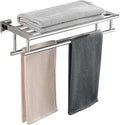 Towel Rack with Shelf 20 Inch Double Towel Racks for Bathroom Polished Chrome Bath Towel Holder SUS304 Stainless Steel Towel Rack Wall Mounted Modern Towel Hanger