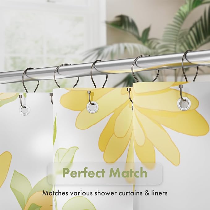 AmazerBath Shower Curtain Hooks Black Shower Curtain Rings with Cylindrical Design, Metal Shower Curtain Hooks Rust Proof, Smooth Glide Double Shower Hooks Rings for Shower Curtain