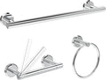 3pc Bathroom Hardware Set with Polished Toilet Paper Holder, Towel Ring, Towel Bar SUS304 Stainless Steel Toilet Paper Roll Holder Wall Mount, Bathroom Towel Holder, Towel Rack Set