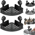 2026 New Suction Cup Corner Shower Shelf, No-Drill Bathroom Corner Shelf Strong, Waterproof Suction Cup, Bathroom Organizers and Storage Countertop for Bathroom Kitchen (Black-2PCS)