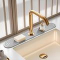 Diatomite Stone Faucet Mat For Kitchen Sink-Absorbent Fast Drying Stone Sink Tray,Faucet Splash Guard Counter,Quick Dry Sink Mat Around Faucet For Kitchen & Bathroom (Light Gray-Oval,23.6" x 4")