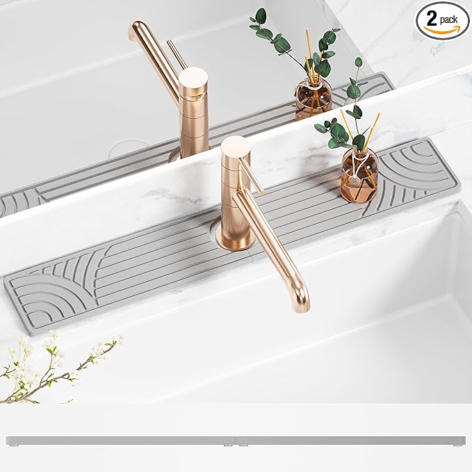 Faucet Mat for Kitchen Sink, Diatomite Drying Stone Mat Protector, Sink Faucet Mat Splash Guard, Absorbing Stone Tray for Kitchen Bathroom Counter