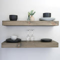 Urbandi Modern Floating Shelves 3 Inches Thick for Wall, Wide Shelves for Kitchen, Living Room, Bedroom, and Bathroom, Natural Pine Wood, Rustic Wooden Shelf, (Set of 2) (Aged Barrel, 24Lx3Hx6D)