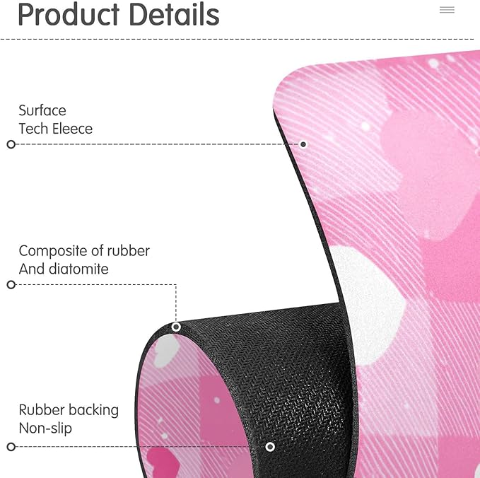 Kitchen Sink Splash Guard 2 PCS 30 Inch Sink Faucet Mat Splash Guard for Bathroom Countertop Water Absorbent Foldable Cuttable Soft Washable Plaid Checkered Pink White Hearts Dots