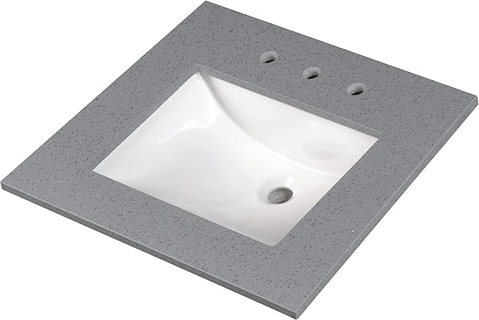 MSI Sparkling Gray Vanity Top with Under Mount Rectangle Ceramic Sinks, Engineered Marble Stone, 4" CC Faucet Holes, 31"X22"