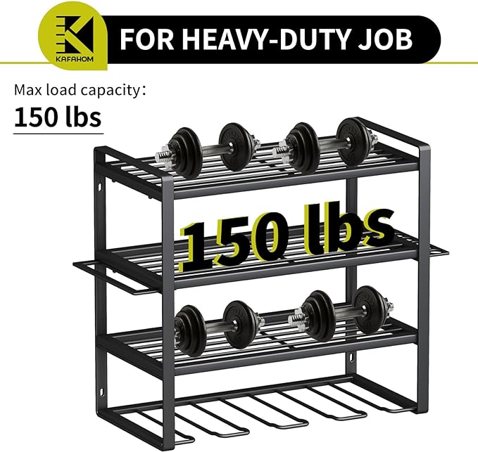 KAFAHOM Power Tool Organizer,4 Layer Drill Holders Wall Mount,Heavy Duty Metal Organizers and Storage Rack for Garage Organization,Tools Shelves with Screwdriver Plier/Hammer Holder, Black