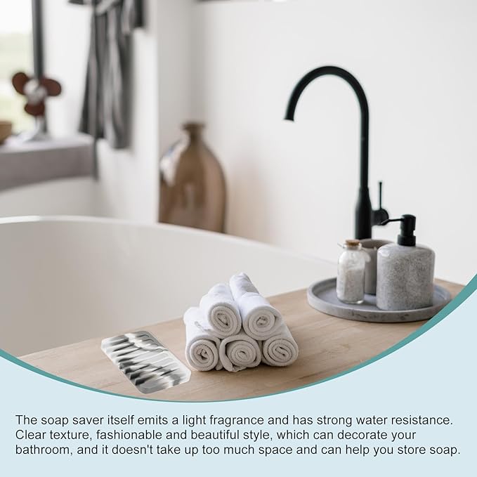 uxcell 2 Pcs Self Draining Silicone Soap Dish, Soap Tray with Drainage for Bathroom Shower Kitchen Sink, 4.5" x 3.1" x 0.4", Grey/White