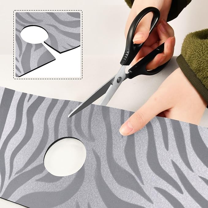 Kitchen Sink Splash Guard 1 PC 14.7 Inch Sink Faucet Mat Splash Guard for Bathroom Countertop Water Absorbent Foldable Cuttable Soft Washable Light Silvery Zebra Print