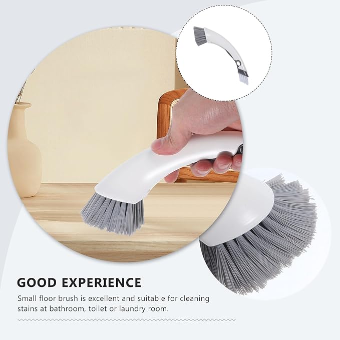 Small Cleaning Brush for Washing Machine and Bathroom Floor, Dual-Head Scrub Brush with Detachable Handle, Multi-use Home Cleaning Tool for Tight Gaps and Tile Grout Random Color