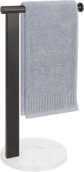 Hand Towel Holder Stand for Bathroom, L- Shaped Standing Hand Towel Rack, Towel Bar Kitchen Vanity Countertop Organizer, SUS304 Stainless Steel Material, Marble Base (Matte Black)