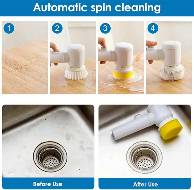 Electric Cordless Kitchen Cleaning Brush 360 Degree Rotating Brush Kitchen Handheld Bathtub Brush Scrubber Toilet Cleaning Tool (Size : 3Head Battery)