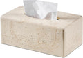 Natural Travertine Textures Tissue Box Cover Rectangular (Only Suitable for Standard Sized Tissue Box) for Decor,Resin Tissue Box for Bathroom Countertop,Bedside,Office（Made of Resin, Height of 4 in