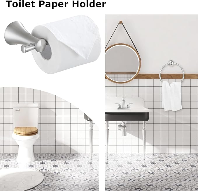 PARLOS Brass Toilet Paper Holder Tissue Roll Hanger for Bathroom & Kitchen Wall Mounted with Screws, Brushed Nickel