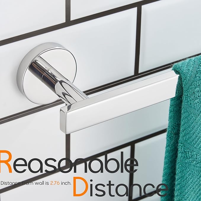 12 Inch Bathroom Towel Bar Bath Towel Rack Kitchen Towel Holder Towel Ring Wall Mounted SUS304 Stainless Steel Polished Chrome AN4001CH-L12