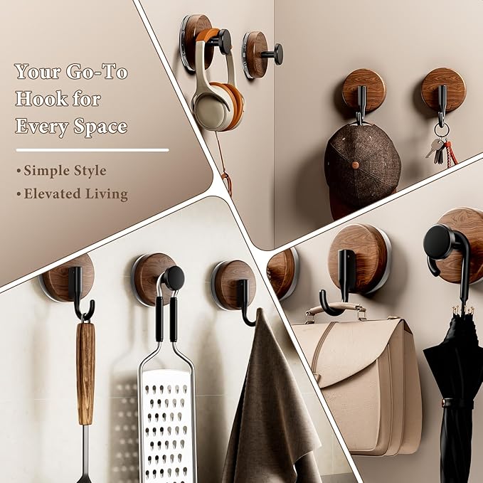 Suction Cup and Adhesive Tape Double Locking Hook,Wall Hook,Towel Hook, Shower Hook,for Bathroom,Kitchen,Loofah, Towel,Coat,Heavy Duty,Waterproof & Rustproof,Reusable(J Shape, 2 Counts)