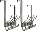 Dseap Over The Door Hook Hanger - Fits 1 3/8" to 1 3/4" Standard Doors | 5 Tri Hooks Heavy Duty Towel/Coat Rack | Door Organizer for Clothes, Jackets, Hats, Towels, Grey, Pack of 2