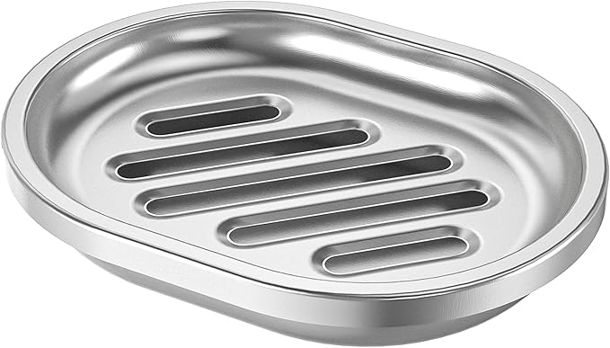 Kitchen Soap Holder,Stainless Steel Soap Dish with Draining Tray,Double Layer Stainless Steel Sponge Holder,Soap Box for Bathroom and Bathtub