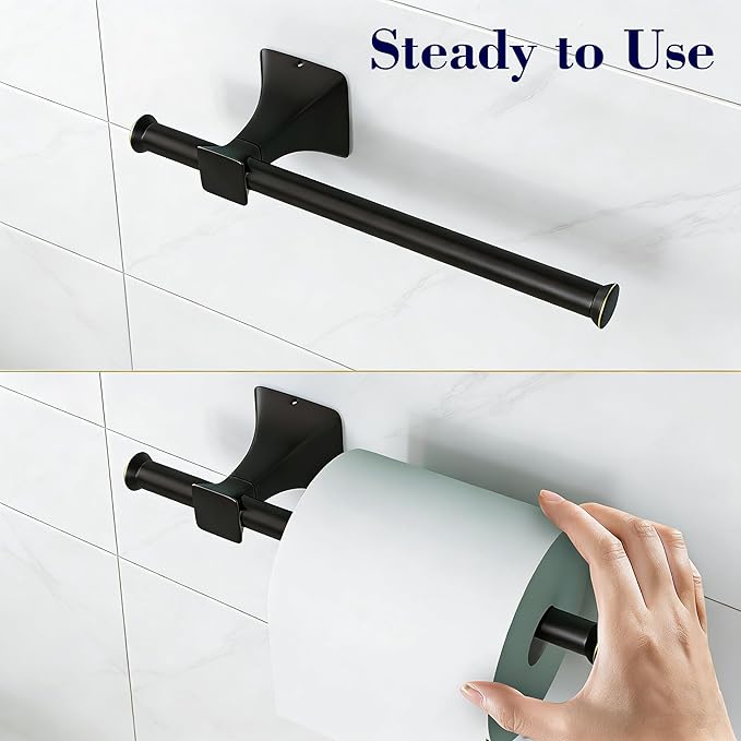 Sturdy Toilet Paper Holder Wall Mount,Premium SUS 304 Stainless Steel Rustproof Toilet Paper Roll Holders for Bathroom, Washroom,Kitchen (Black with Bronze Border)