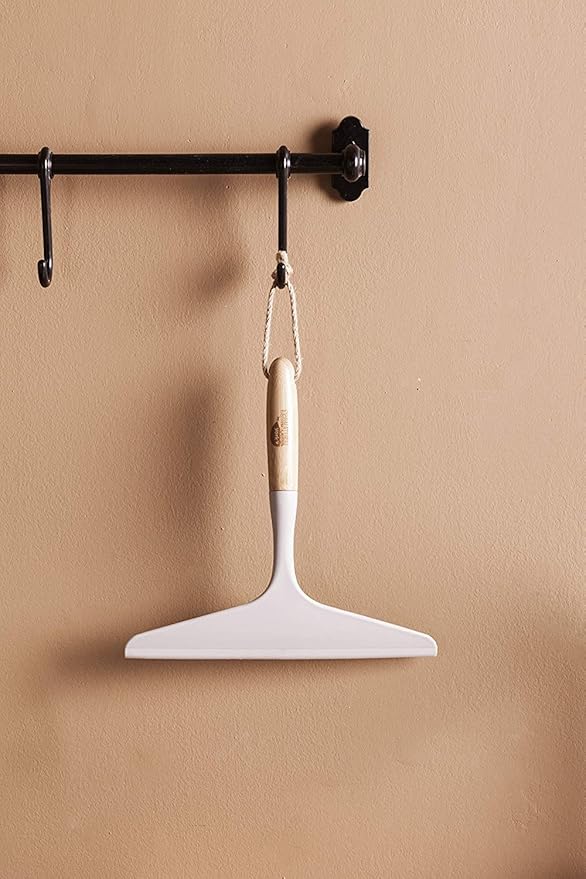 York ECONATURAL Bamboo Shower Squeegee Removes Excess Water from Large Glass Surfaces - Glass Panes, Shower Cubicles Without Leaving Stains, Brown