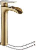 Vessel Sink Faucet,Brushed Gold Bathroom Faucet,Yundoom,Single Hole Bathroom Sink Faucet,Tall Bathroom Faucet Single Handle,Bathroom Bowl Sink Faucet,Waterfall Bathroom Faucet,Bathroom Tall Faucet.