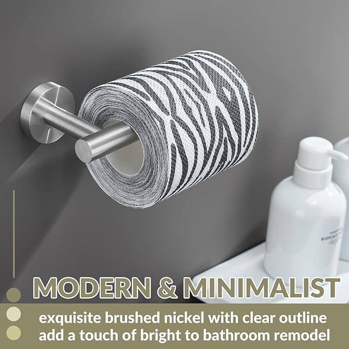 APLusee Brushed Nickel Toilet Paper Holder, 304 Stainless Steel Tissue Holder for Bathroom Wall, Heavy Duty Paper Roll Dispenser Wall Mounted