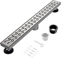 24 Inch Linear Shower Drain, Brushed Nickel Shower Drain,Removable Grate, 304 Stainless Steel, Easy to Install and Clean for Bathrooms (Drain Base Not Included), LSD-08A-24S
