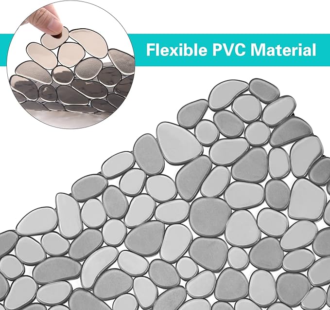 Coopay Kitchen Sink Mat Pebble Protect Mat PVC Eco-friendly Adjustable Stainless steel/ Porcelain Dish Drying Pad Protector for Bottom of Kitchen Sink, 15.8 x 11.8 inches (1 Pack, Gray)
