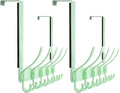 Dseap Over The Door Hook Hanger - Fits 1 3/8" to 1 3/4" Standard Doors | 5 Tri Hooks Heavy Duty Towel/Coat Rack | Door Organizer for Clothes, Jackets, Hats, Towels, Green, Pack of 2