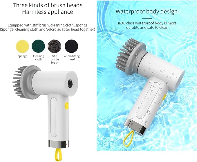Electric Spin Scrubber Cordless Power Cleaning Brush Rechargeable Scrubber for Bathroom Tub Sink Kitchen Dishes Tile Window