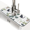 Kitchen Sink Splash Guard，Cats and potted plants Faucet Mat Sink Gadgets-Super Absorbent Fast Drying Mat Drip Catcher for Kitchen, Bathroom,Sink Mat, Dish Drying Mat, Bathroom(15" X 5.5" )
