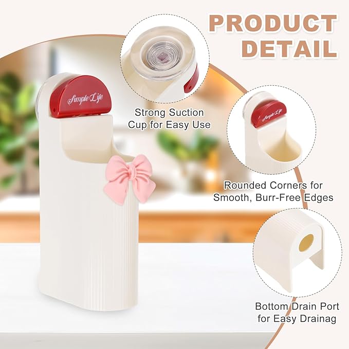 uxcell Electric Toothbrush Holder, Wall Mounted Plastic Toothbrush Organizer with Bow Suction Cup Storage Organizer Stand for Bathroom Tooth Brush Toothpaste Storage, Creamy White