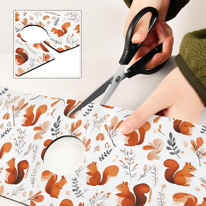 Squirrels and Fall Leaves Kitchen Sink Splash Guard Sink Faucet Mat Faucet Handle Drip Catcher Drain Mats for Kitchen Bathroom Countertop Absorbent Dish Drying Pad 2Pack 30x5.4IN