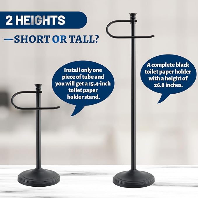 Toilet Paper Holder Free Standing,Large Rolls Capacity Toilet Paper Holders Stand for Bathroom,Stable & Rust Proof Toilet Paper Stand with Heavy Base,Free Standing Toilet Paper Holder