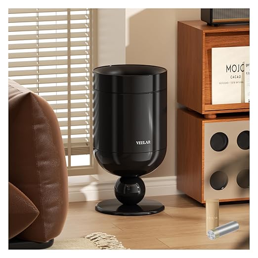 Bathroom Metal Trash Can, 4 Gallon (15 L) Garbage Can Lid-Free, Trash Bin for Bedroom, Office, Living Room (Black, Top Open)