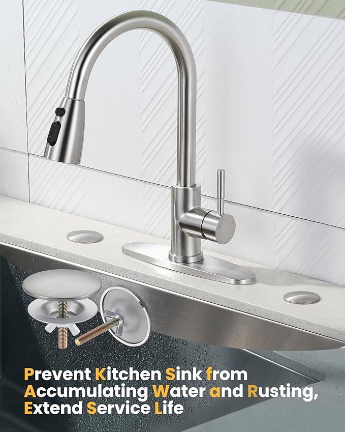 Kitchen Sink Hole Cover, 2 PCS Faucet Hole Cover for Kitchen Sink, Tap Hole Plate Stopper Cover Blanking Brass Metal Plug, Sink Countertop Hole Cap Cover, Brushed Stainless Steel