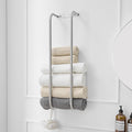 BWE Brushed Nickel Towel Racks for Bathroom, Stainless Steel Towel Holder for Rolled Towels, Wall Mounted Bathroom Towel Storage Holds Up 6 Large Bath Sheets, with 2 Hooks