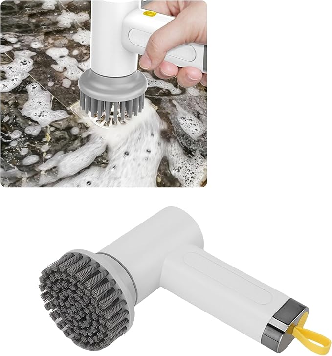 Pssopp Electric Rotating Cleaning Brush, Cordless Scrubber Shower Bathroom Cleaner for Kitchen Tile Window Floor (White)