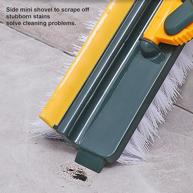 2 in 1 Floor Brush Scrubber, 180 Degree Rotating Long Handle Grout Brush Stiff Bristle Tile Brush for Cleanse Bathroom Kitchen (Green)