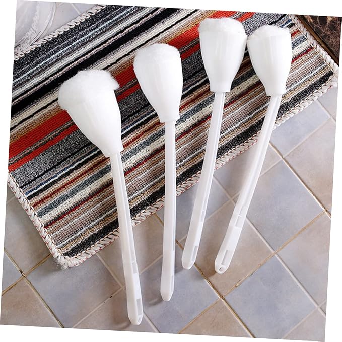 5pcs Soft Toilet Brush Nylon Scrub Brush Electric Mop Black Plunger Nylon Fiber and Holder