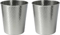 happimess HPM1110E-SET2 Axel Modern Minimalist Hammered Steel 2 Gal Waste Bin for Kitchen, Office, Bathroom, Bedroom, Dorm, Polished Steel (Set of 2)