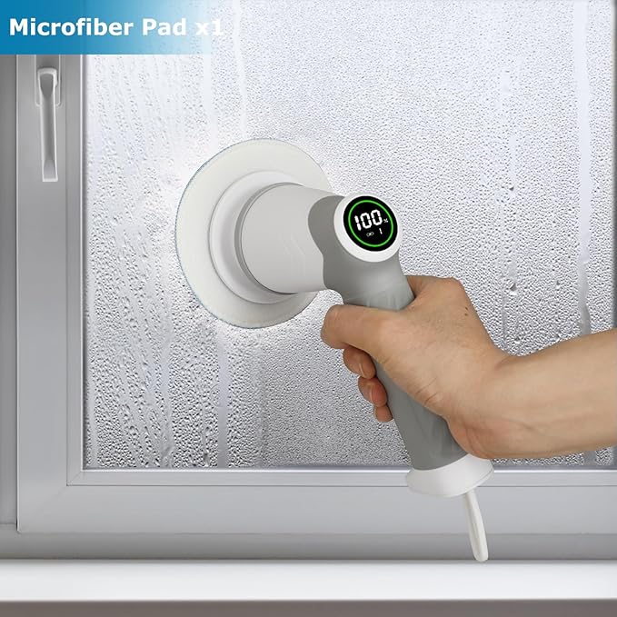 DAESUNG Electric Spin Scrubber, Cordless Power Scrubber & Electric Cleaning Brush with 7 Replaceable Heads, Dual Speed IPX7 Waterproof Handheld Cleaning Scrubber for Bathroom, Shower & Tile