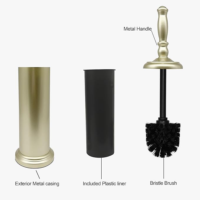 Metal Toilet Bowl Brush with Holder Premium Bathroom Cleaning Set Rustproof Hygienic Durable Elegant Finish