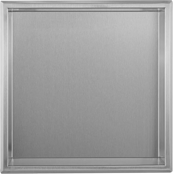 16"×16" Shower Niche Brushed Stainless Steel, Recessed Shower Caddy, Bathroom Shelf Insert Fits for 14-3/4" Square Wall Hole Installation (Nickel)