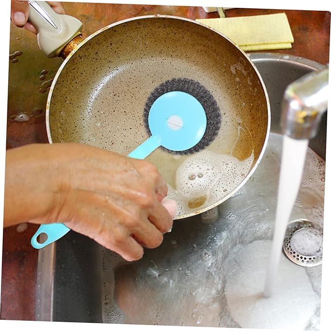 Gatuida 1set Stainless Steel Pot Cleaning Brush Dish Washing Brush Reusable Grout