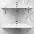 2 Pack Corner Shower Shelf,304 Stainless Steel Bathroom Shelves Add 6 Hooks 40 lbs Heavy Duty Capacity Durable Shower Shelf for Inside Shower Drilling Installation (White)