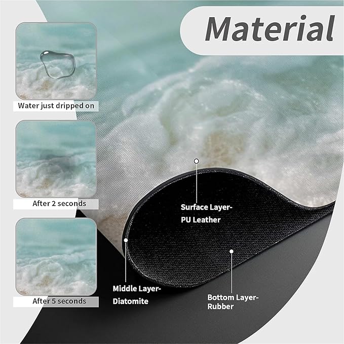 Kitchen Sink Splash Guard，Starfish and shells Faucet Mat Sink Gadgets-Super Absorbent Fast Drying Mat Drip Catcher for Kitchen, Bathroom,Sink Mat, Dish Drying Mat, Bathroom(15" X 5.5" )